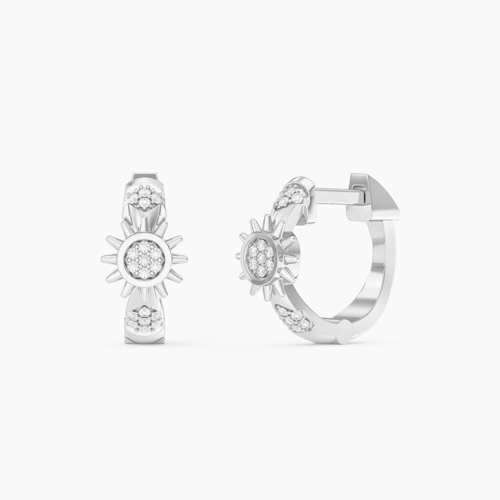 NEW ELLA STEIN women's star of the show huggie earrings in silver plated